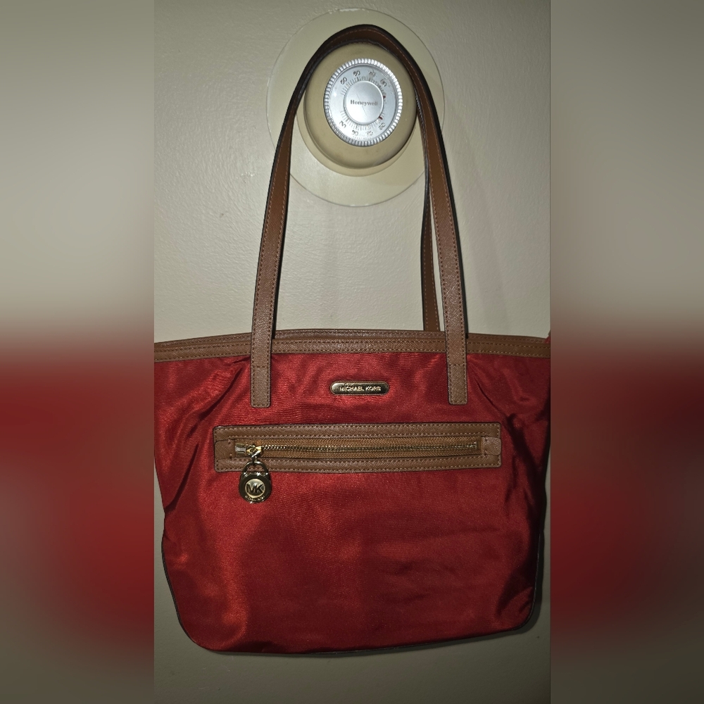 Michael Michael Kors Red Tote Bag (NEEDS LITTLE CLEANING)has Ink Stain Inside